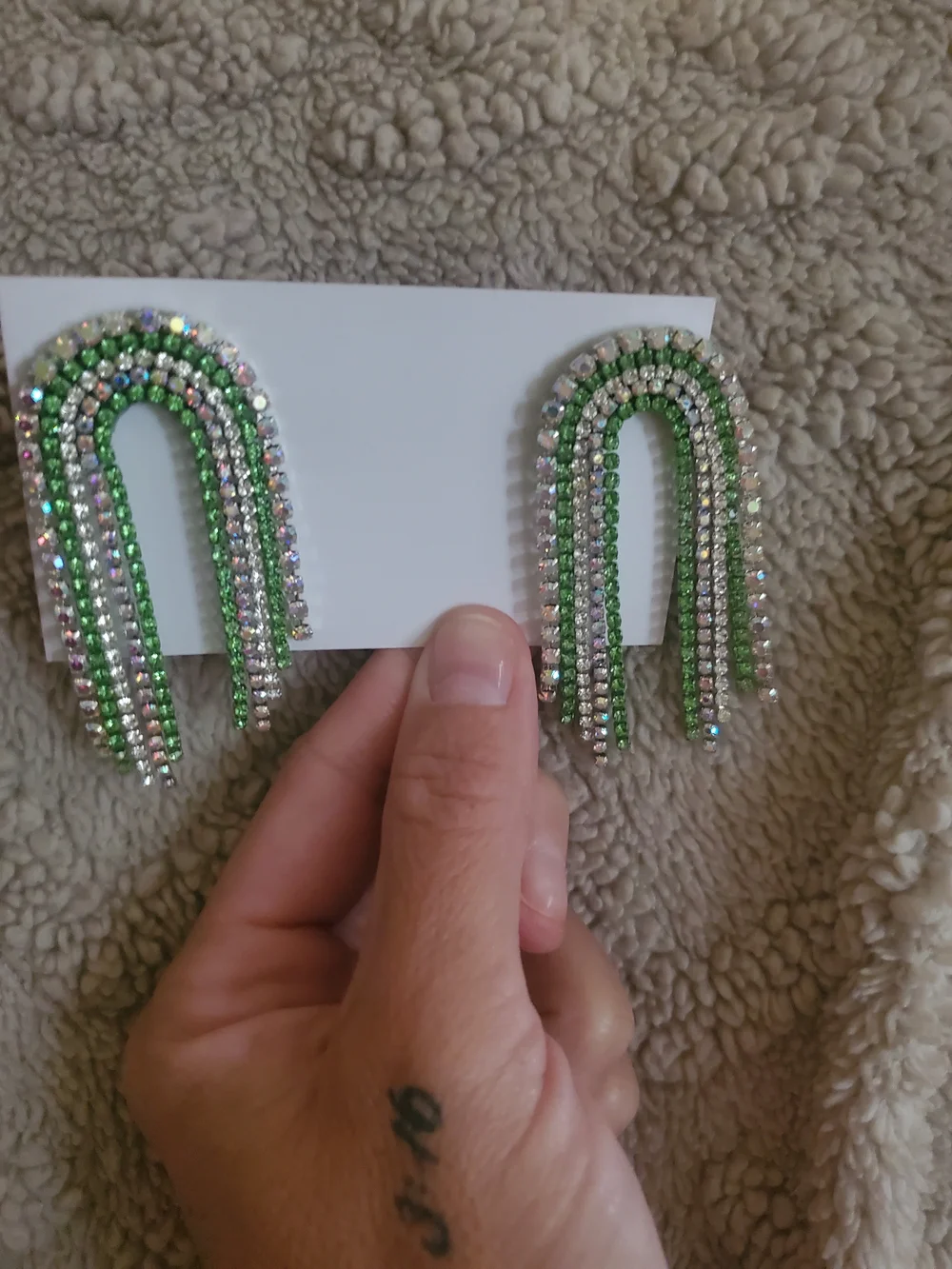 Beaded Rainbow Kids Earrings - Pink, Green, Blue & Silver Set Of 6